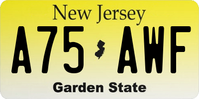 NJ license plate A75AWF