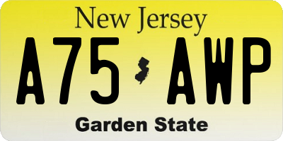 NJ license plate A75AWP