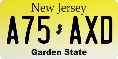 NJ license plate A75AXD