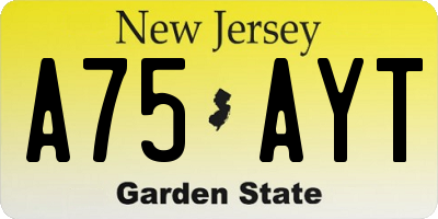 NJ license plate A75AYT