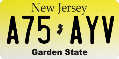 NJ license plate A75AYV