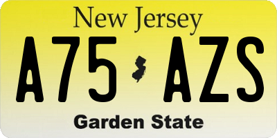 NJ license plate A75AZS
