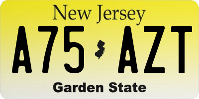 NJ license plate A75AZT