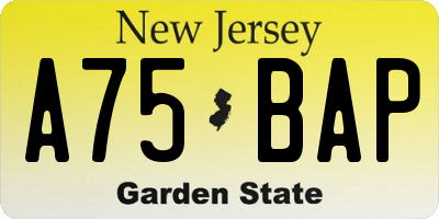 NJ license plate A75BAP