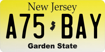 NJ license plate A75BAY