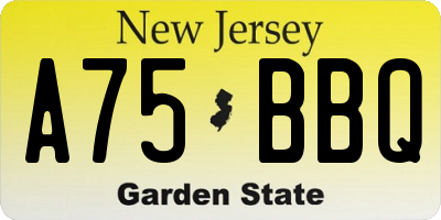 NJ license plate A75BBQ