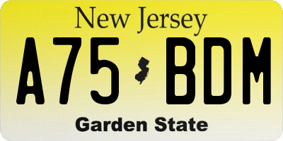 NJ license plate A75BDM