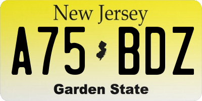 NJ license plate A75BDZ
