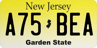 NJ license plate A75BEA