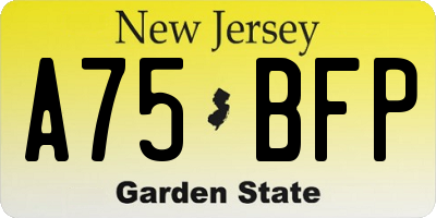 NJ license plate A75BFP