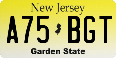 NJ license plate A75BGT