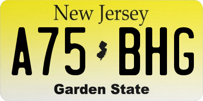 NJ license plate A75BHG