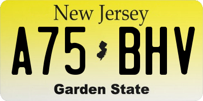 NJ license plate A75BHV