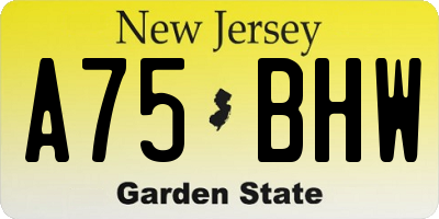 NJ license plate A75BHW