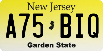 NJ license plate A75BIQ