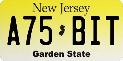 NJ license plate A75BIT