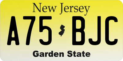 NJ license plate A75BJC