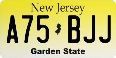 NJ license plate A75BJJ