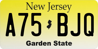 NJ license plate A75BJQ