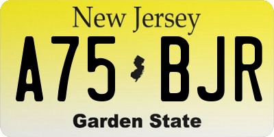 NJ license plate A75BJR