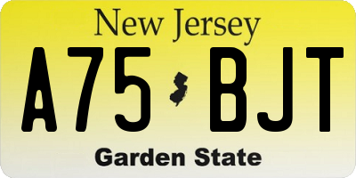 NJ license plate A75BJT
