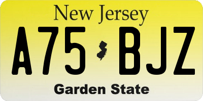 NJ license plate A75BJZ