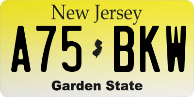 NJ license plate A75BKW