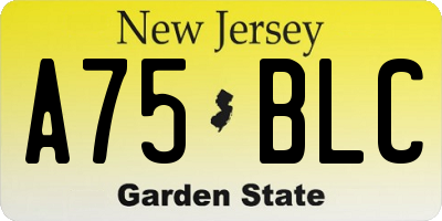 NJ license plate A75BLC