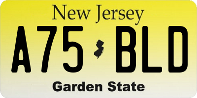NJ license plate A75BLD