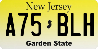 NJ license plate A75BLH