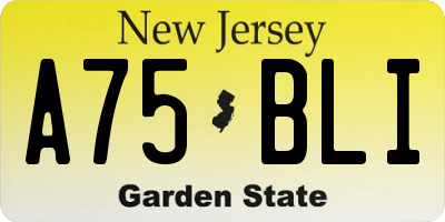 NJ license plate A75BLI
