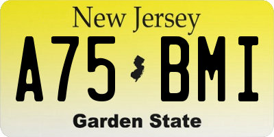 NJ license plate A75BMI