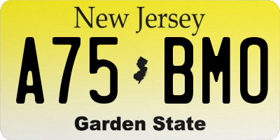 NJ license plate A75BMO