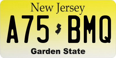 NJ license plate A75BMQ