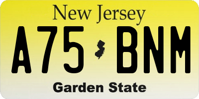 NJ license plate A75BNM