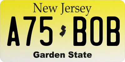NJ license plate A75BOB