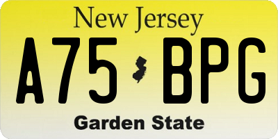 NJ license plate A75BPG