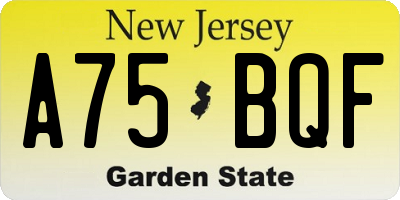 NJ license plate A75BQF