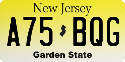 NJ license plate A75BQG