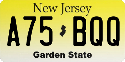 NJ license plate A75BQQ