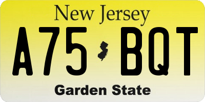NJ license plate A75BQT