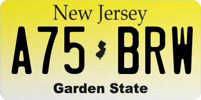 NJ license plate A75BRW