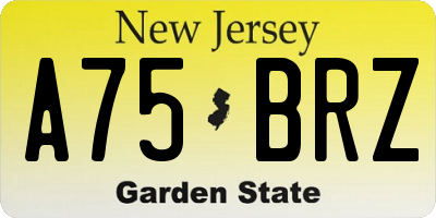 NJ license plate A75BRZ
