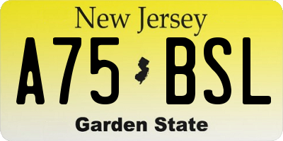 NJ license plate A75BSL