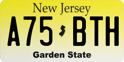 NJ license plate A75BTH