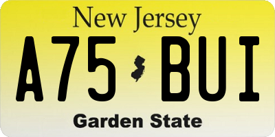 NJ license plate A75BUI