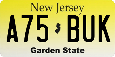 NJ license plate A75BUK
