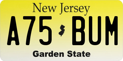 NJ license plate A75BUM