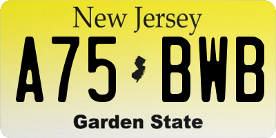 NJ license plate A75BWB