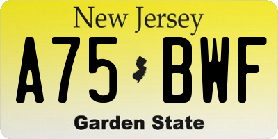 NJ license plate A75BWF